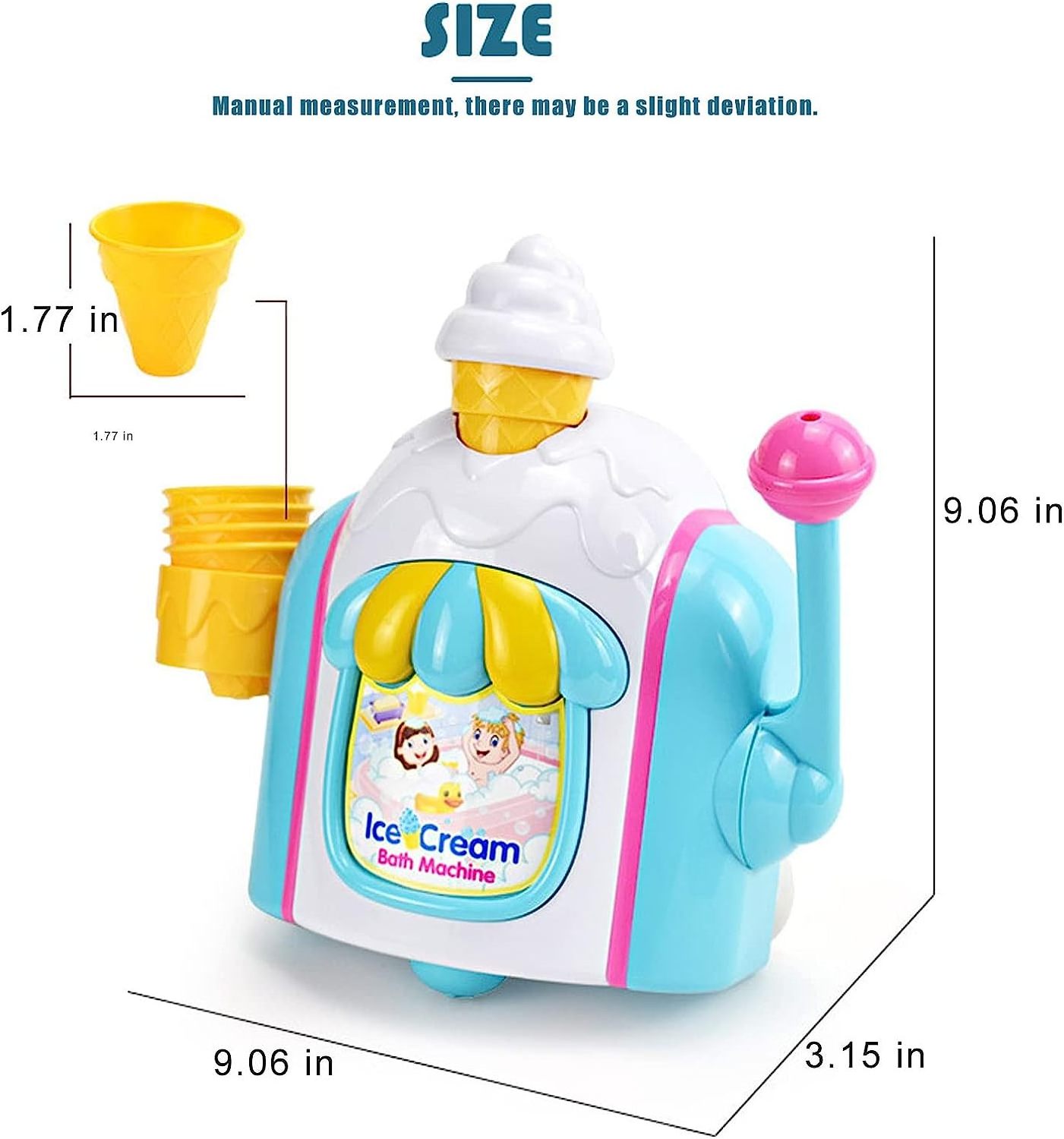 Bath Toys for Toddlers Ice Cream Bubble Maker Bathtub Toys Bubble Pretend Cake Play Toys Set Gift for Kids Baby