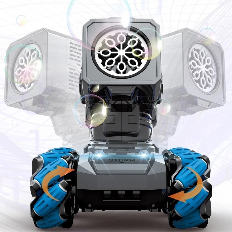 2023 New Arrival 2.4G Remote Control Toy One-Click Mode Monster Trucks Movable 360 Rotating Luminous Mist Spray Bubble Rc Car