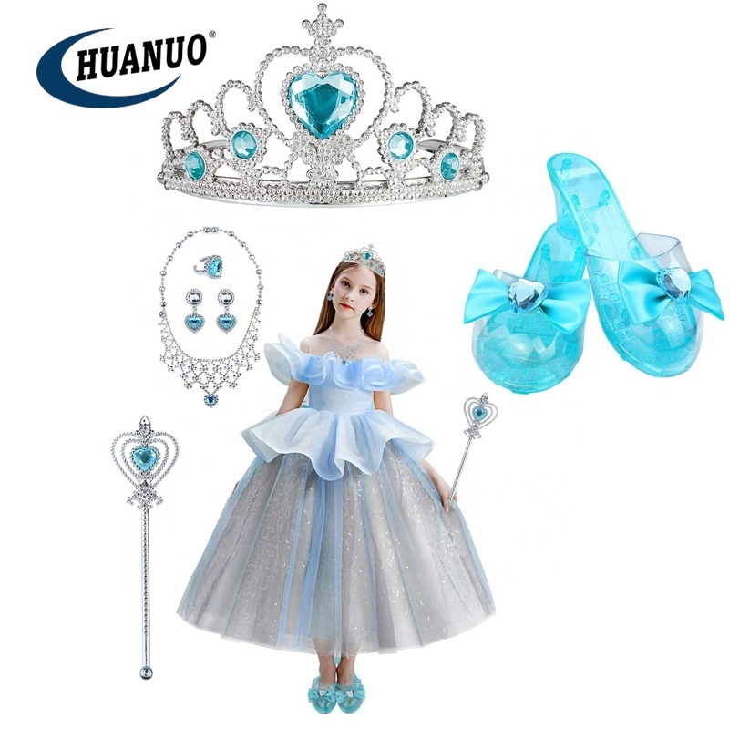 Girls fashion plastic crown princess crystal shoes toy cosplay pretend play toy