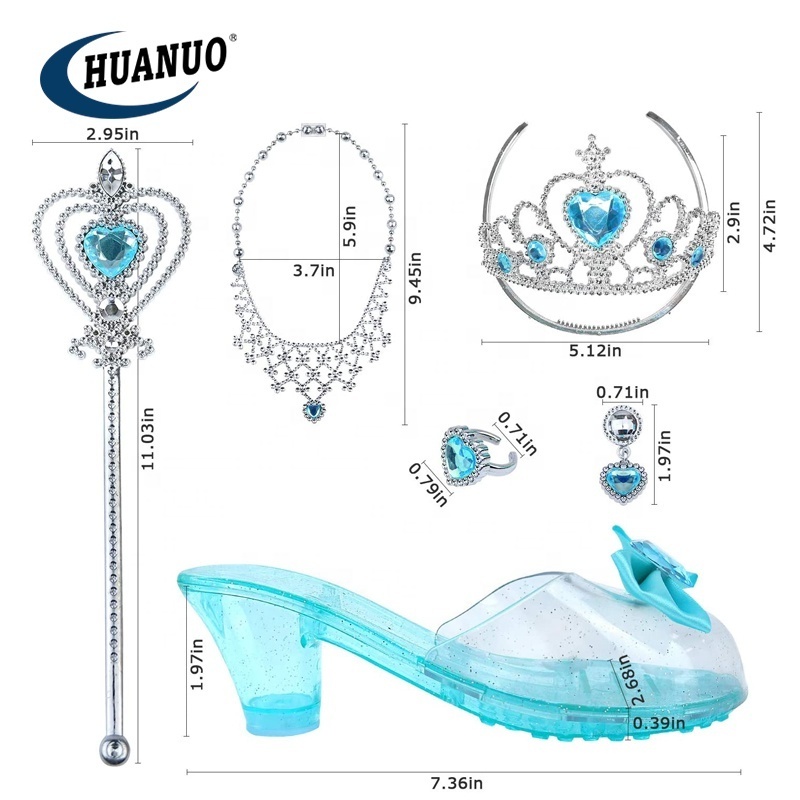 Girls fashion plastic crown princess crystal shoes toy cosplay pretend play toy