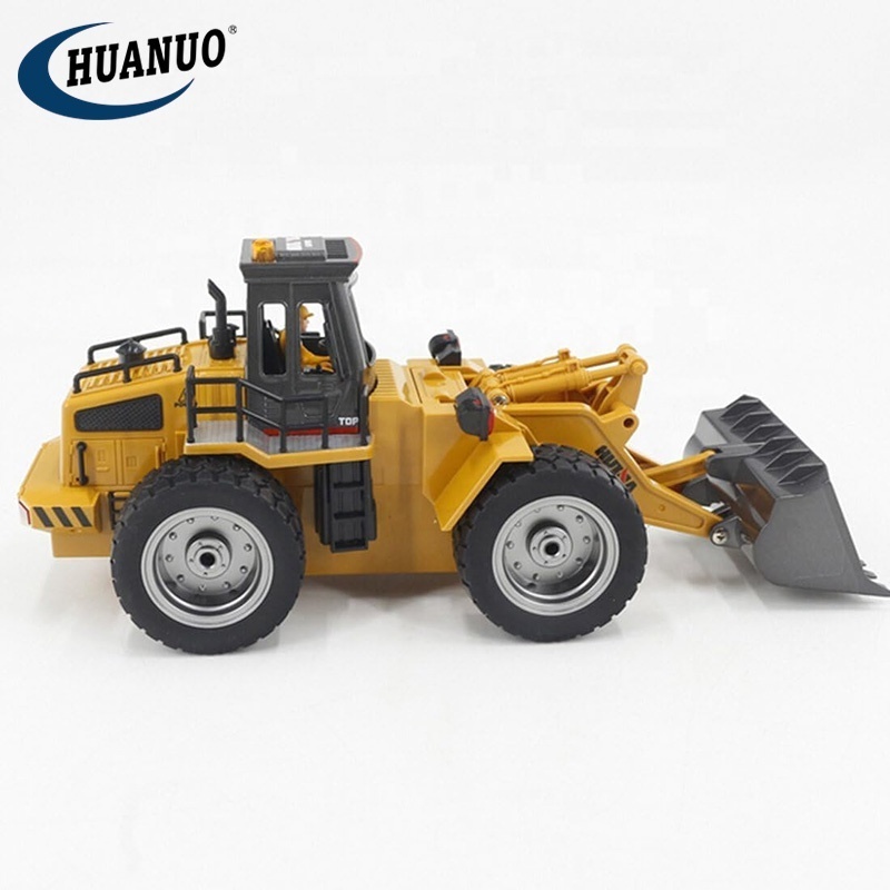 Alloy Metal Bulldozer Electric Car Toys 1/18th 9CH Rc Excavator Loader Model Truck for Kids