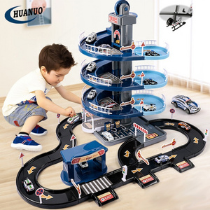 Kids Indoor Toys City Garage Tracks Police And Fire Engine Electric alloy parking lot Toy