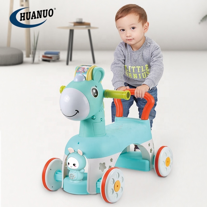 High Quality Multifunctional Music Horse Baby Learning Walker Stroller Plastic Kids Ride On Car