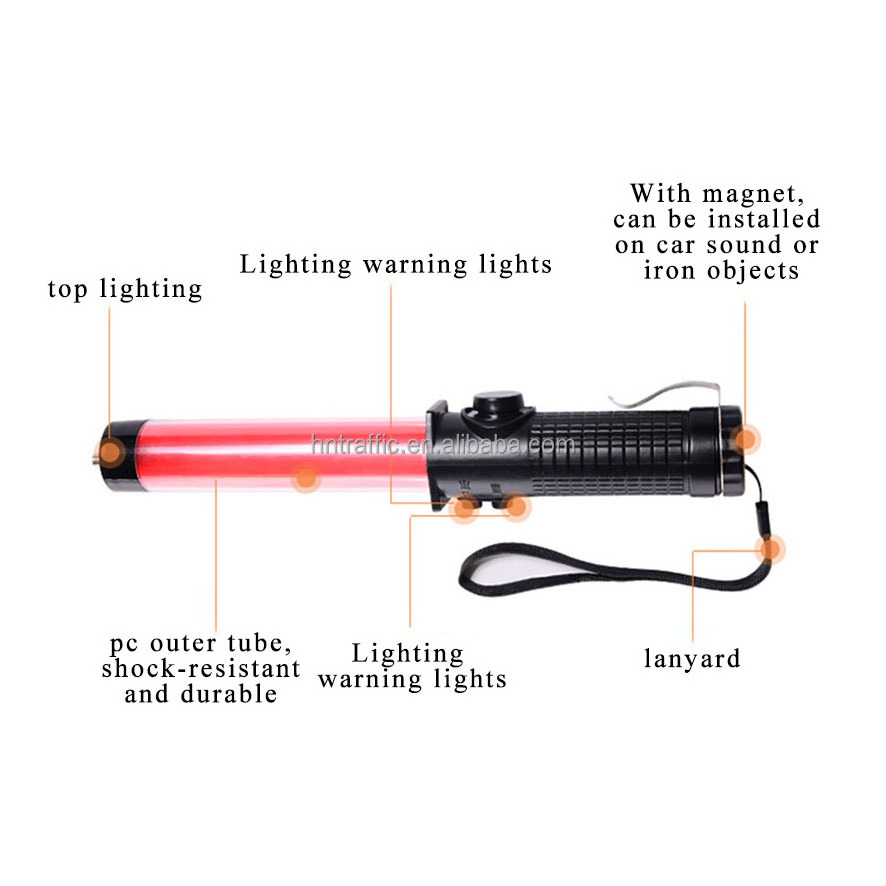 Cheap safety traffic wands led traffic baton led light with horn command Rechargeable 26cm 30cm  54cm