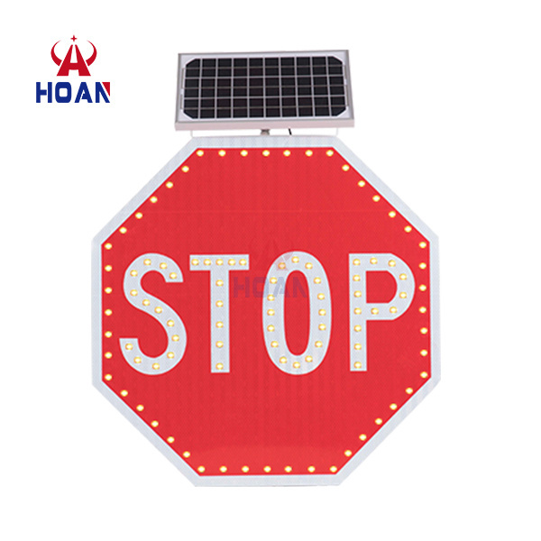 MUTCD Garage Parking 3M Reflector Octagon Led Flashing Red Signal Traffic Sign Flashing Illuminated Solar Powered Led Stop Signs