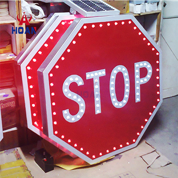 MUTCD Garage Parking 3M Reflector Octagon Led Flashing Red Signal Traffic Sign Flashing Illuminated Solar Powered Led Stop Signs