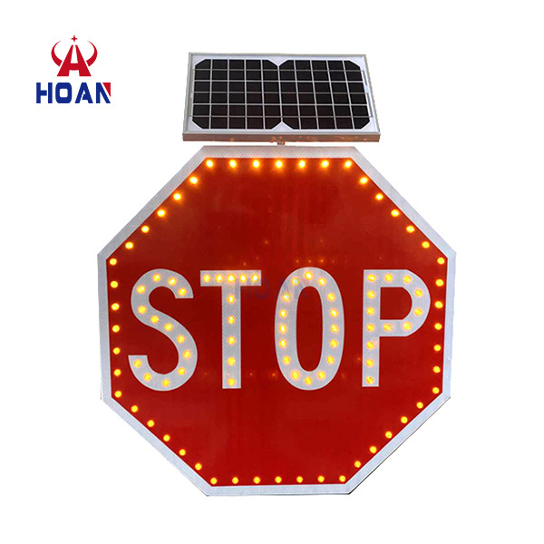 MUTCD Garage Parking 3M Reflector Octagon Led Flashing Red Signal Traffic Sign Flashing Illuminated Solar Powered Led Stop Signs