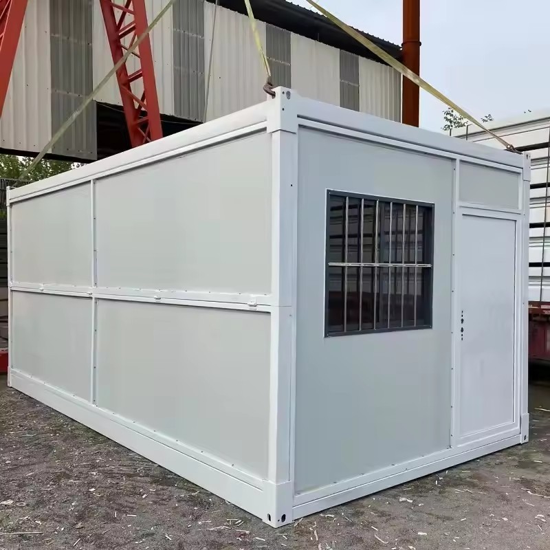 Folding Office Container Coffee Shop Folding Portable 4 Rooms Shipping Container Homes with Furniture Folding Garage Door