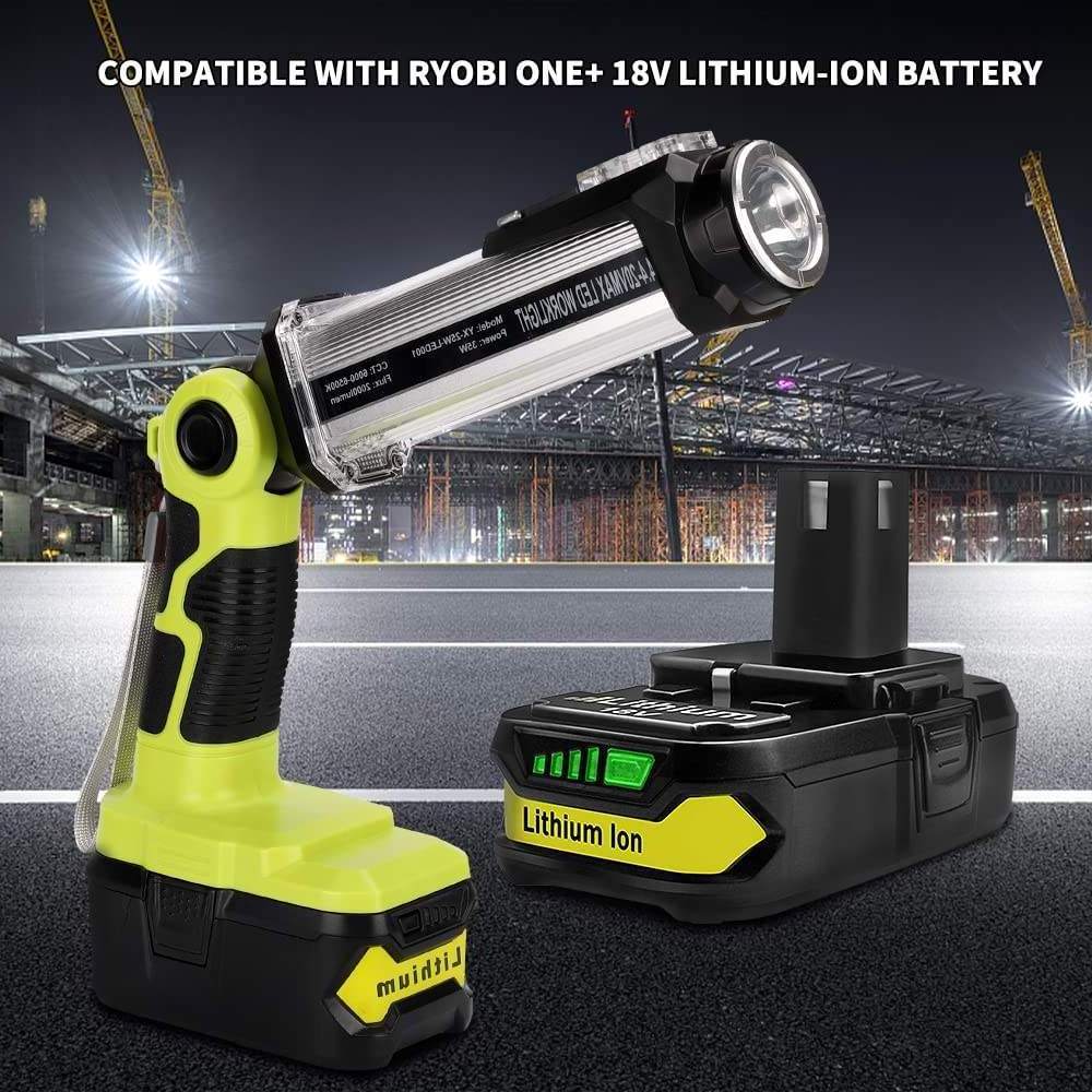 Led Spotlight Outdoor Flashlight Work Light For Makita Dewal craftsman Milwau Cordless Tool 14.4V-18V Battery 2000LM With USB