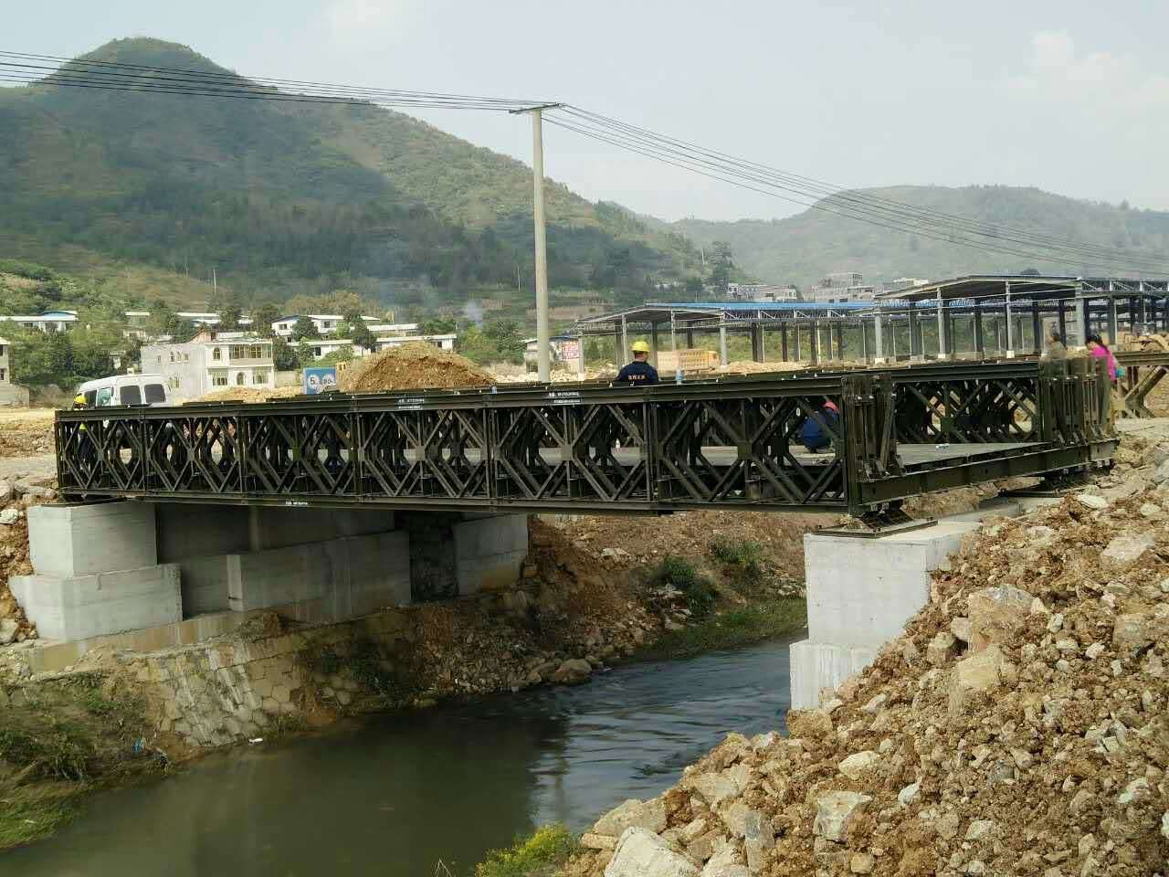 Q345B steel Customized Steel Truss Bridge / Steel Beam Bridge With frame