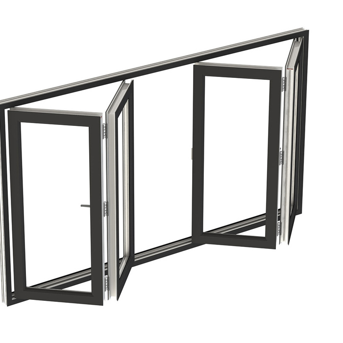 TOMA Aluminium tempered glass bifolding windows horizontal folding local window aluminium bifold window