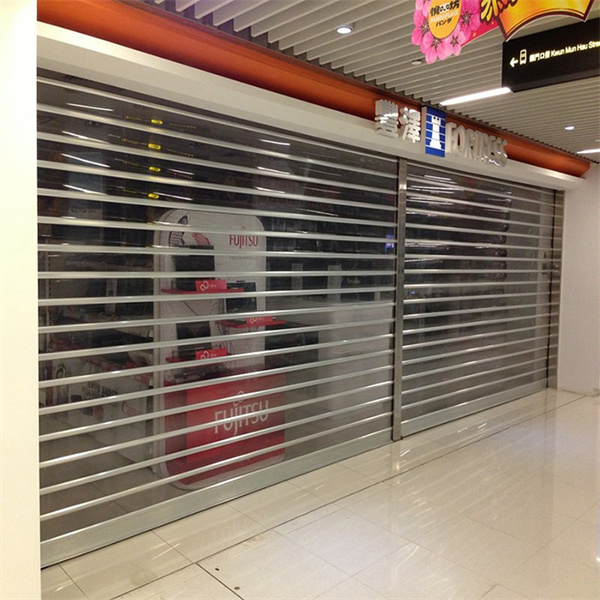 TOMA Commerical Transparent Roller Shutter supermarket Aluminium Electric Roller Shutter door with Polycarbonate for shop