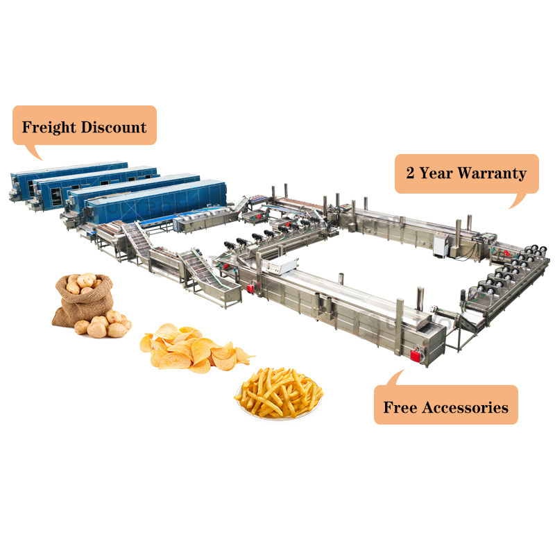 Automatic Electric Potato Chips Production Line Small Scale Frozen Potato Chips Making Machines