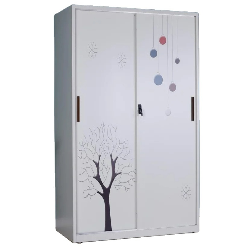 Metal Sliding Door Wardrobe For Children Steel Cabinet Clothes Locker Metal  Wardrobe Closet