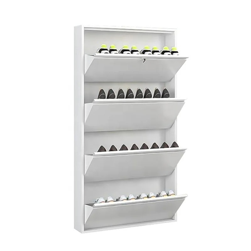 Multi Layer Foldable Shoe Cabinet Storage Convertible Steel Thin Shoe Rack Cabinet  For Home