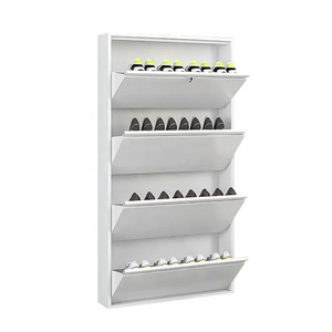 Multi Layer Foldable Shoe Cabinet Storage Convertible Steel Thin Shoe Rack Cabinet  For Home