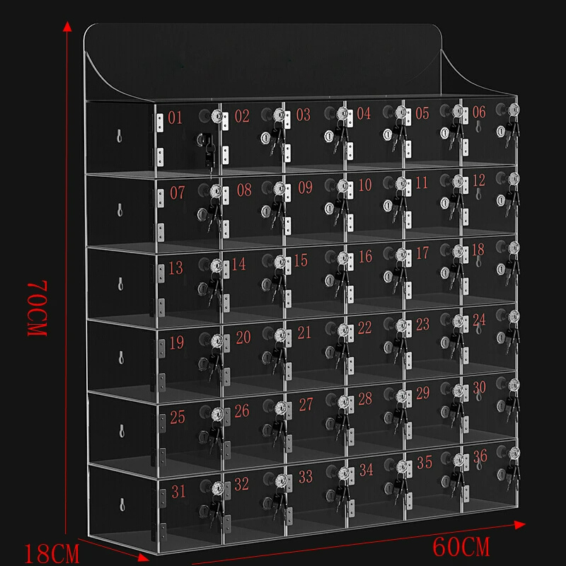 Cell Phone Locker 12-Slot Clear Acrylic Phone Lock Box With Keys Wall-Mounted Large Phone Storage Locker Box