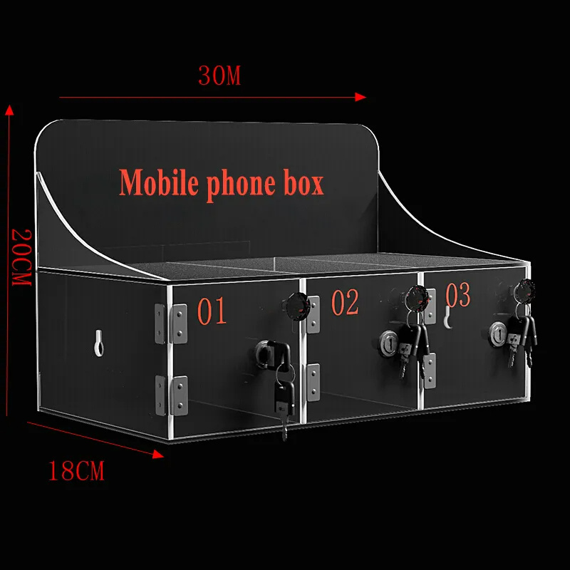 Cell Phone Locker 12-Slot Clear Acrylic Phone Lock Box With Keys Wall-Mounted Large Phone Storage Locker Box