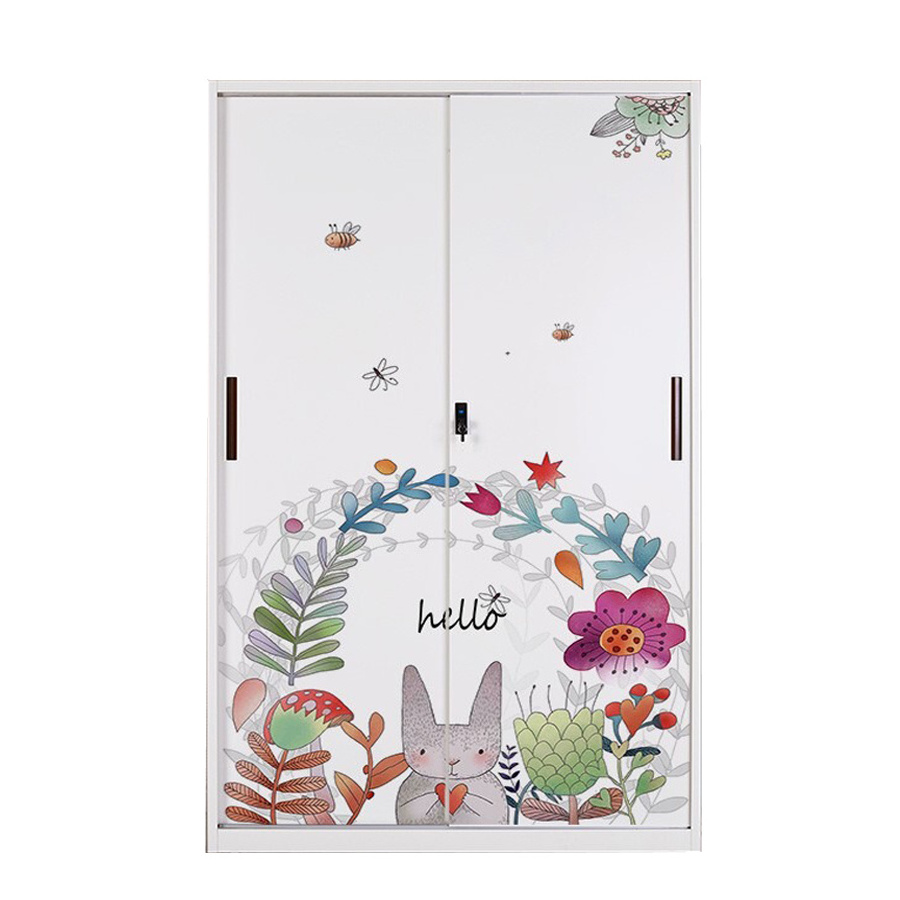 Metal Sliding Door Wardrobe For Children Steel Cabinet Clothes Locker Metal  Wardrobe Closet