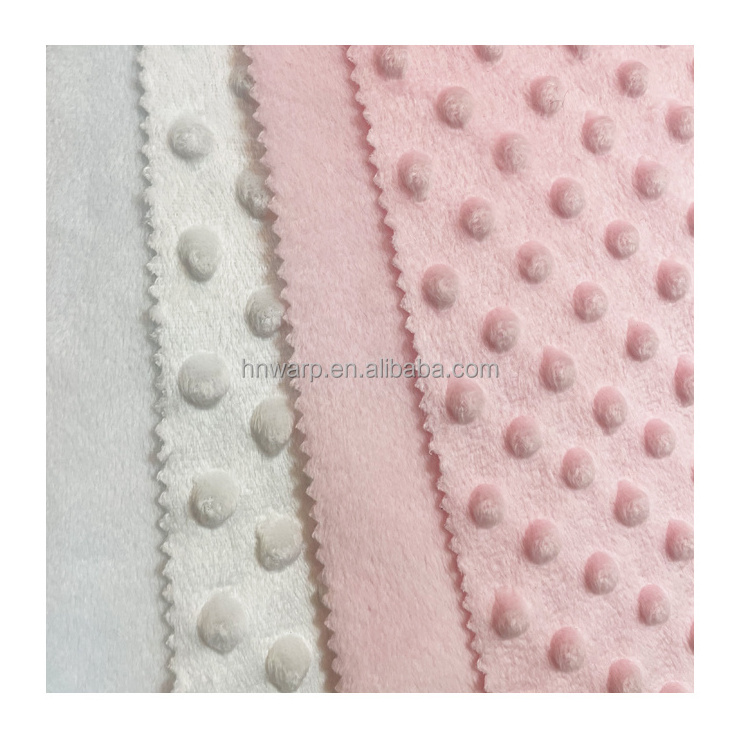 Solid Polyester Minky Fabric Dot Super Soft Cuddle Baby Blanket Plush Fabric