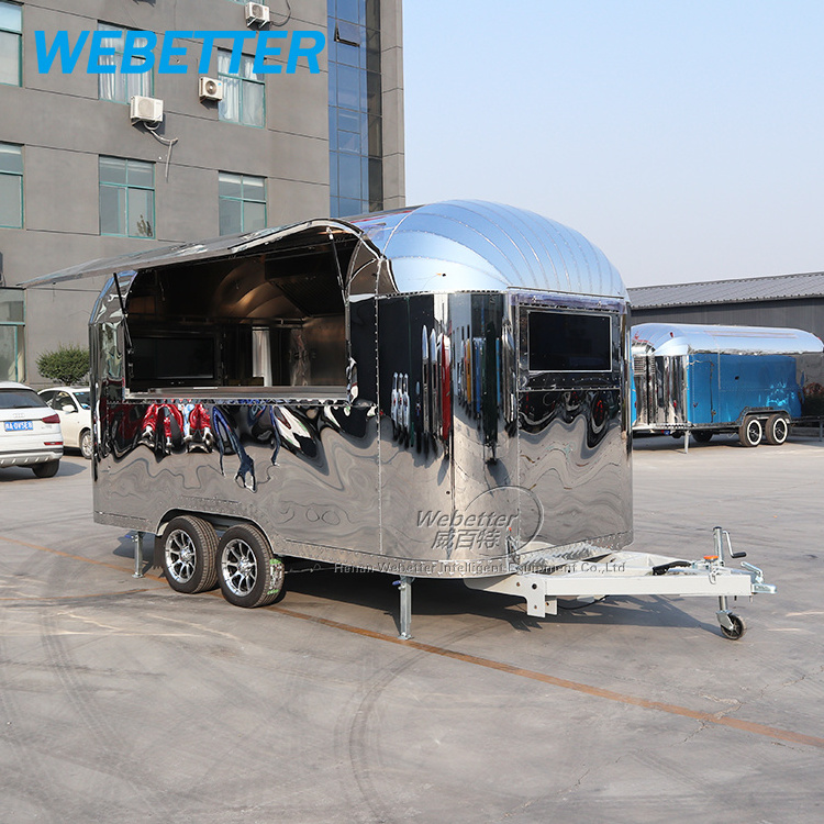 Airstream ice cream food truck stainless steel bbq popcorn hot dog concession food trailer united states food cart for sale