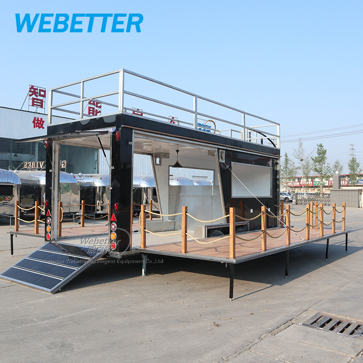 WEBETTER Custom Large Double Decker Mobile Kitchen Snack Juice Bar BBQ Fast Food Truck Trailer With Performing Stage For Sale