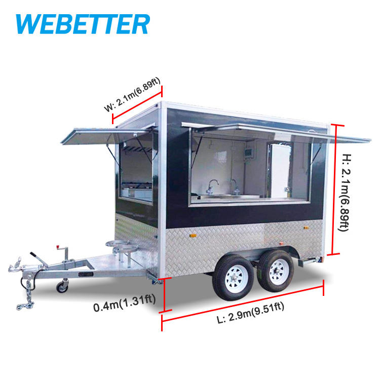 WEBETTER Street Hotdog Cart Small Mobile Food Cart Concession Food Trailer Fully Equipped Mini Mobile Fast Food Truck For Sale