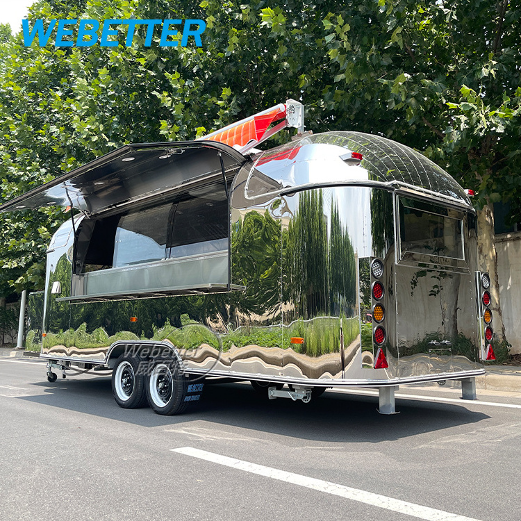 Alibaba Most Popular Food Trailer Manufacturer Stainless steel Remolque Camion De Comida Movil Airstream Food Truck For Sale EU