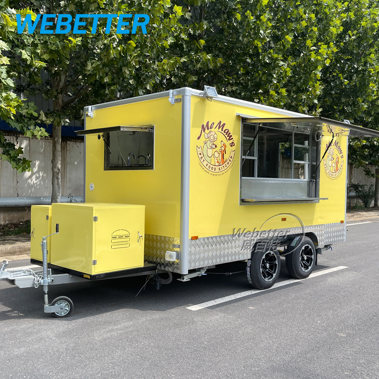 WEBETTER Commercial Catering Concession Trailer Square Mobile Restaurant Food Trailer with Full Kitchen Equipments For Sale