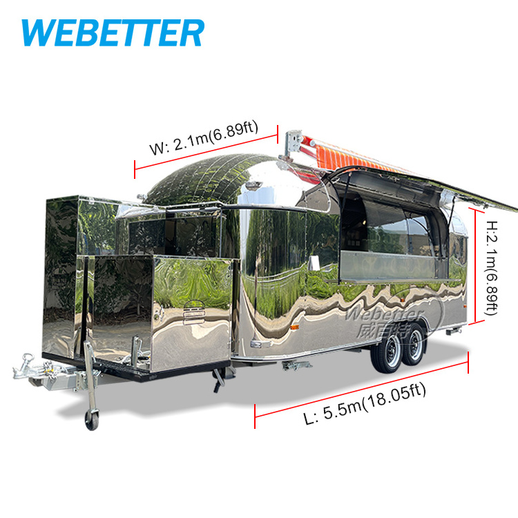 Alibaba Most Popular Food Trailer Manufacturer Stainless steel Remolque Camion De Comida Movil Airstream Food Truck For Sale EU