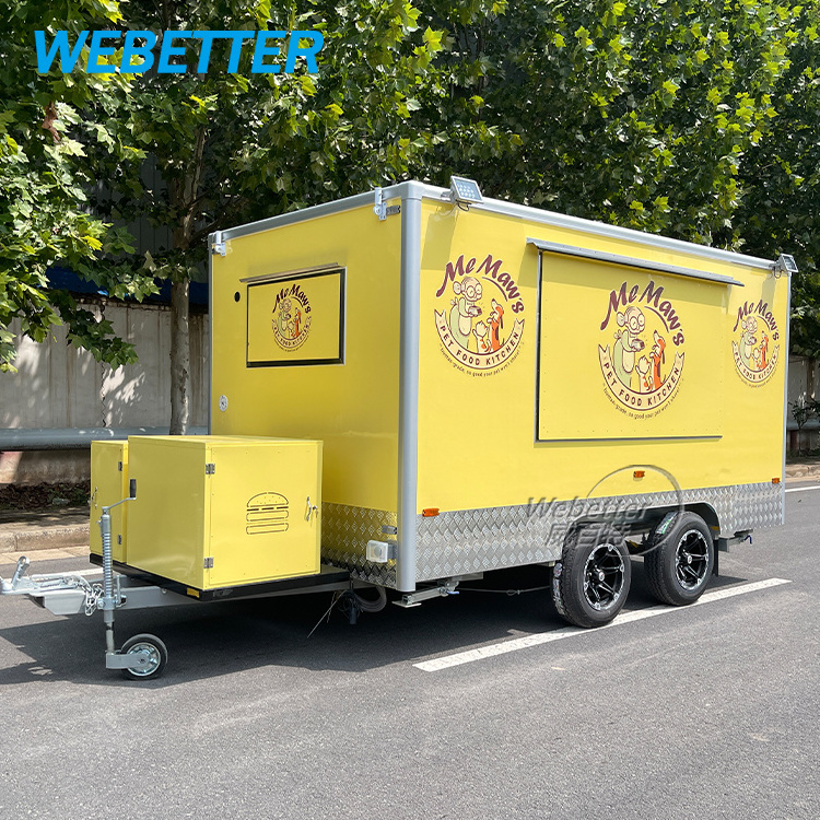 WEBETTER High Quality Square Food Trailer With Kiosk Snack Coffee Mobile Retail Food Trailer Lunch Baked Potato Cart Food Truck