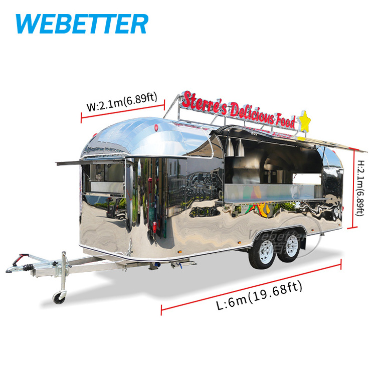 Webetter Stainless Steel Airstream Mobile Food Van Trailer Fully Equipped Mobile Food Truck Purchase With Full Kitchen