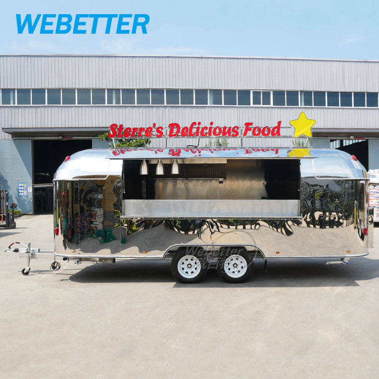 Webetter Stainless Steel Airstream Mobile Food Van Trailer Fully Equipped Mobile Food Truck Purchase With Full Kitchen