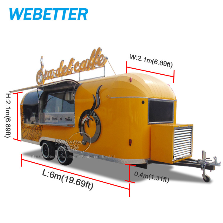 Airstream snack cart consession street mobile fast food trailer for churros and hambeger