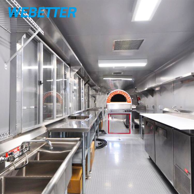 WEBETTER Commercial Catering Concession Mobile Pizza Oven Trailer Mobile Pizza BBQ Food Truck With Full Kitchen For Sale Usa