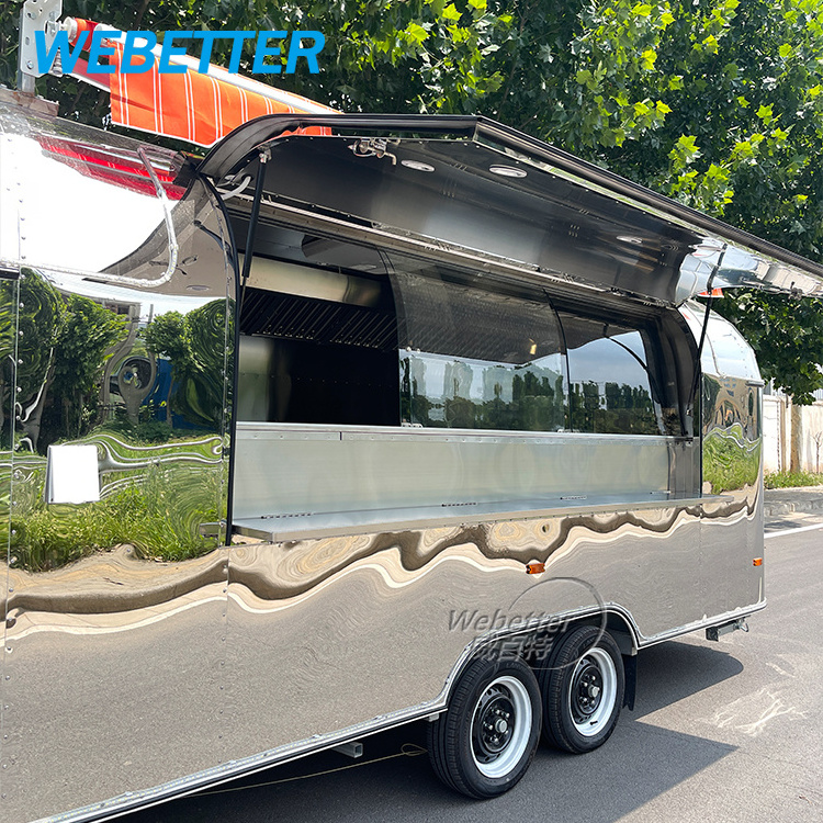 Alibaba Most Popular Food Trailer Manufacturer Stainless steel Remolque Camion De Comida Movil Airstream Food Truck For Sale EU