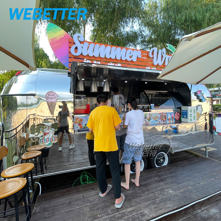 WEBETTER Airstream Mobile Kitchen Food Trailers Fully Equipped Remorque Mobile Pizza Fast Food Trucks With Full Kitchen for Sale