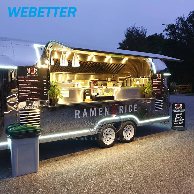 WEBETTER Airstream Mobile BBQ Fast Food Trailer Fully Equipped Mobile Remolque Fast Food Truck With Full Kitchen For Sale