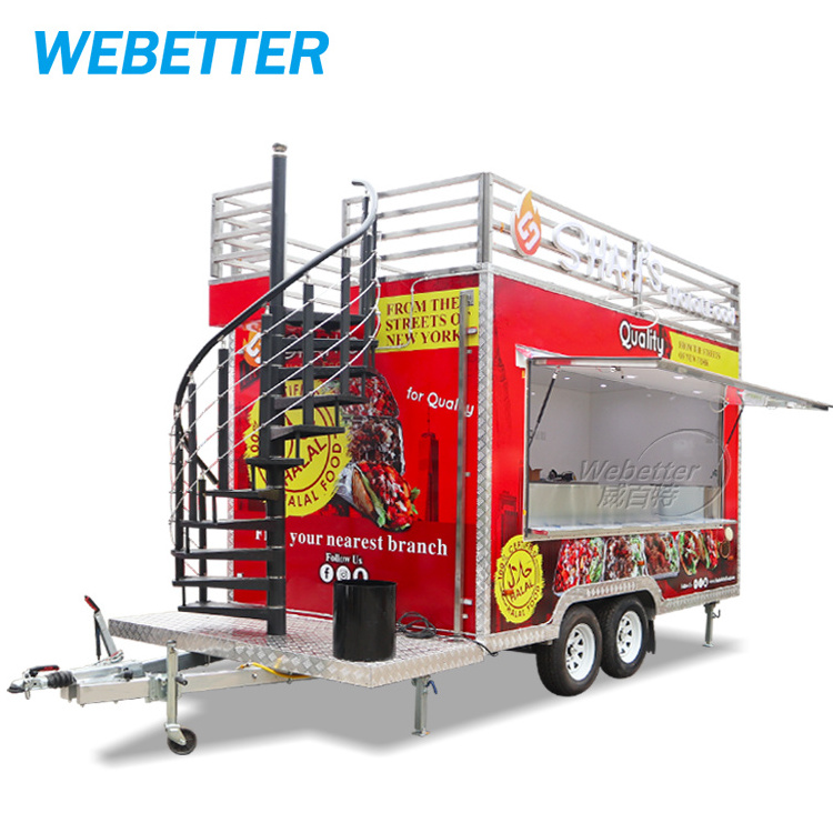 WEBETTER Double Decker Mobile Bar Beer Drinks Fast Food Truck Catering Fully Equipped Two Story BBQ Food Trailer for Sale