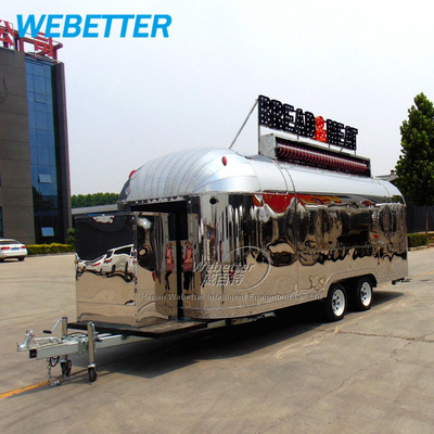 Outdoor street stainless steel coffee pizza fast food van trailer airstream mobile kitchen fast food truck trailer for sale