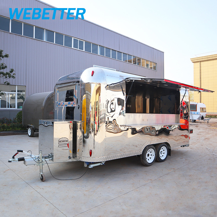 WEBETTER Airstream Food Trailer Coffee Carros De Comida Mobile Burger Van Catering Trailer Food Truck Fully Equipped Restaurant