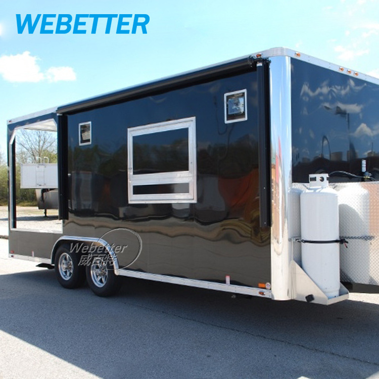 WEBETTER Customised Mobile Pizza Oven Food Truck Trailer Fully Equipped Luxury BBQ Concession Food Trailer With Deck For Sale