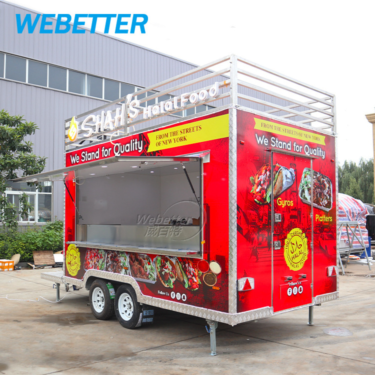 WEBETTER Double Decker Mobile Bar Beer Drinks Fast Food Truck Catering Fully Equipped Two Story BBQ Food Trailer for Sale