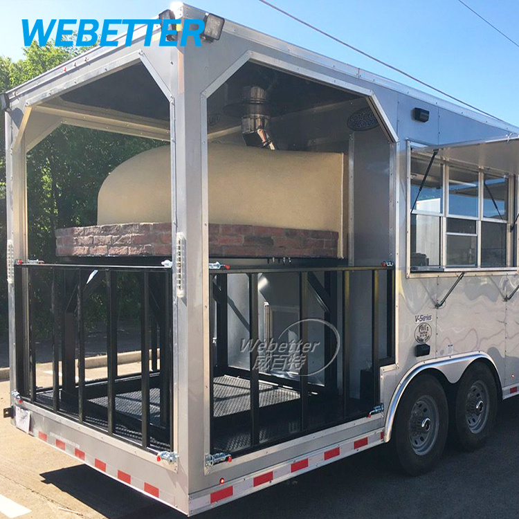 WEBETTER Customised Mobile Pizza Oven Food Truck Trailer Fully Equipped Luxury BBQ Concession Food Trailer With Deck For Sale