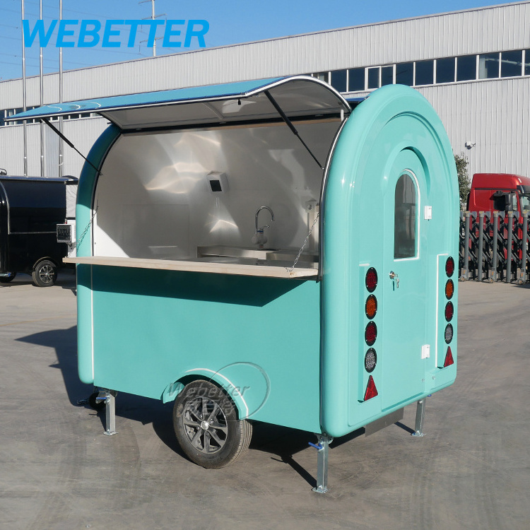 WEBETTER outdoor street small round mobile food trailer mobile hotdog tacos coffee fast food vending cart for sale