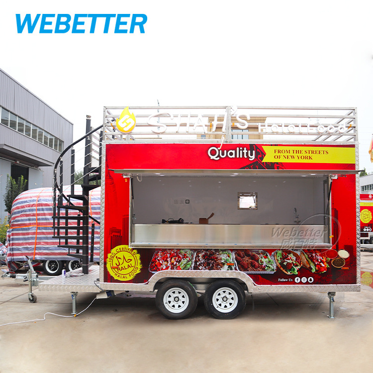 WEBETTER Double Decker Mobile Bar Beer Drinks Fast Food Truck Catering Fully Equipped Two Story BBQ Food Trailer for Sale