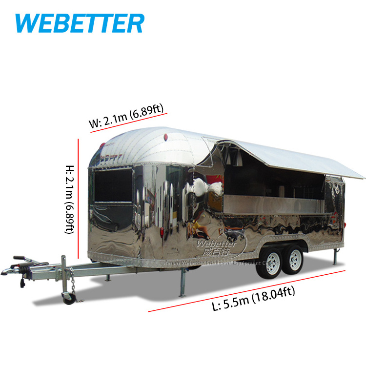 WEBETTER Airstream Mobile BBQ Fast Food Trailer Fully Equipped Mobile Remolque Fast Food Truck With Full Kitchen For Sale