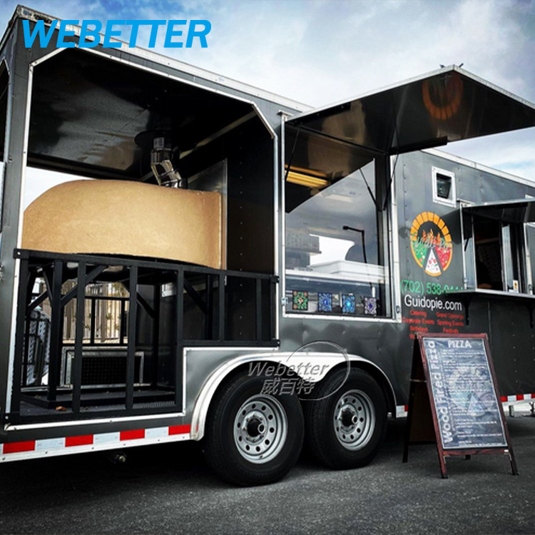 WEBETTER Customised Mobile Pizza Oven Food Truck Trailer Fully Equipped Luxury BBQ Concession Food Trailer With Deck For Sale