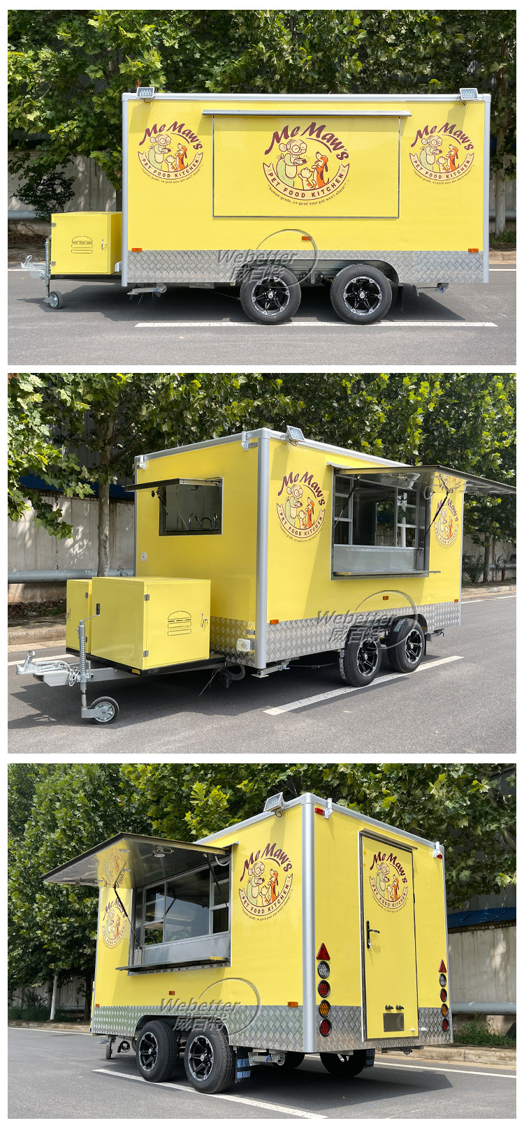 WEBETTER Hamburger Food Trailer Vendors Mobile Catering Food Van Churro Cart Salon Trailer Concession Food Trucks With Kitchen