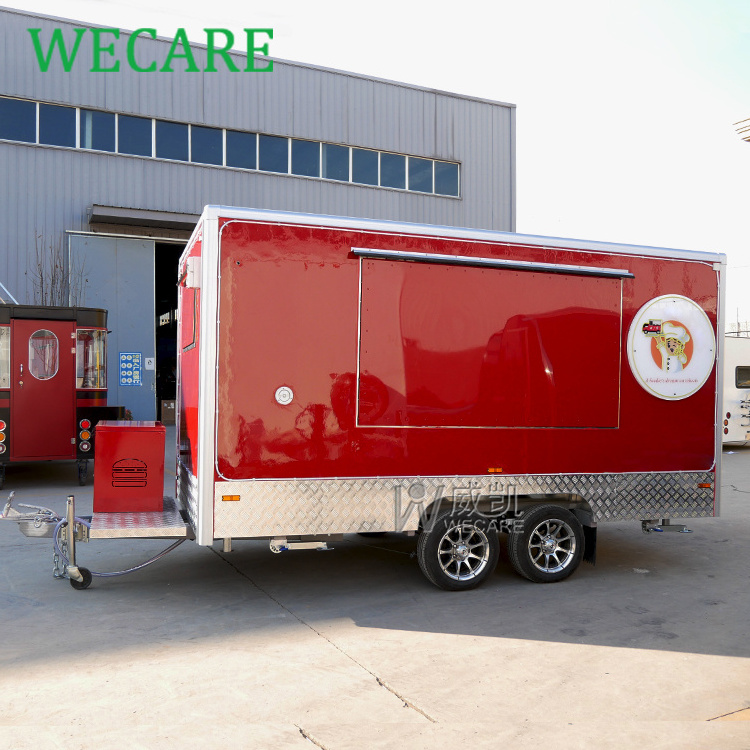 WECARE Towable Coffee Ice Cream Cart Taco Churros Food Trailer Mobile Shawarma Food Truck Fully Equipped Kitchen for Sale Europe